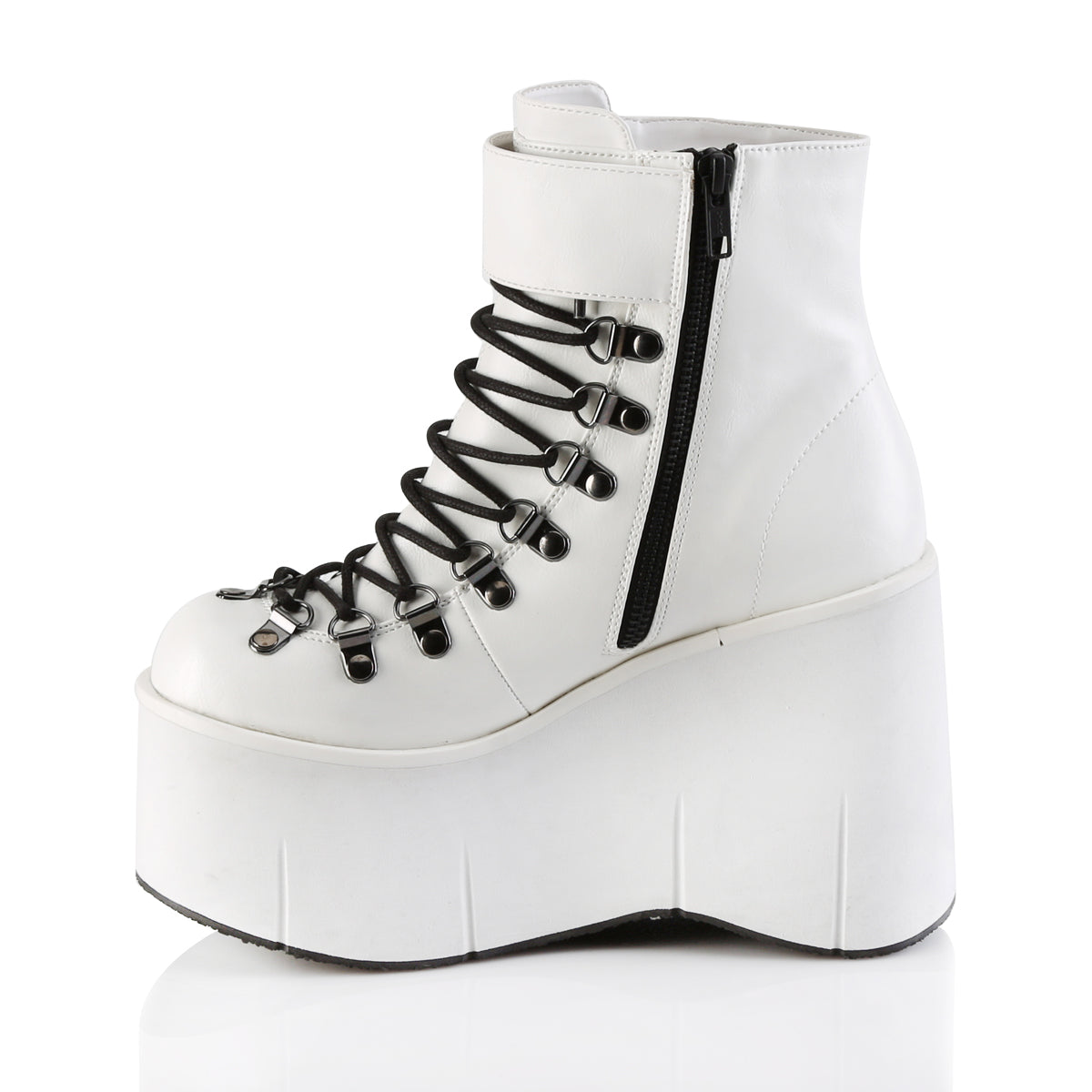 DemoniaCult Bottes de cheville des femmes KERA-21 Wht Vegan Leather