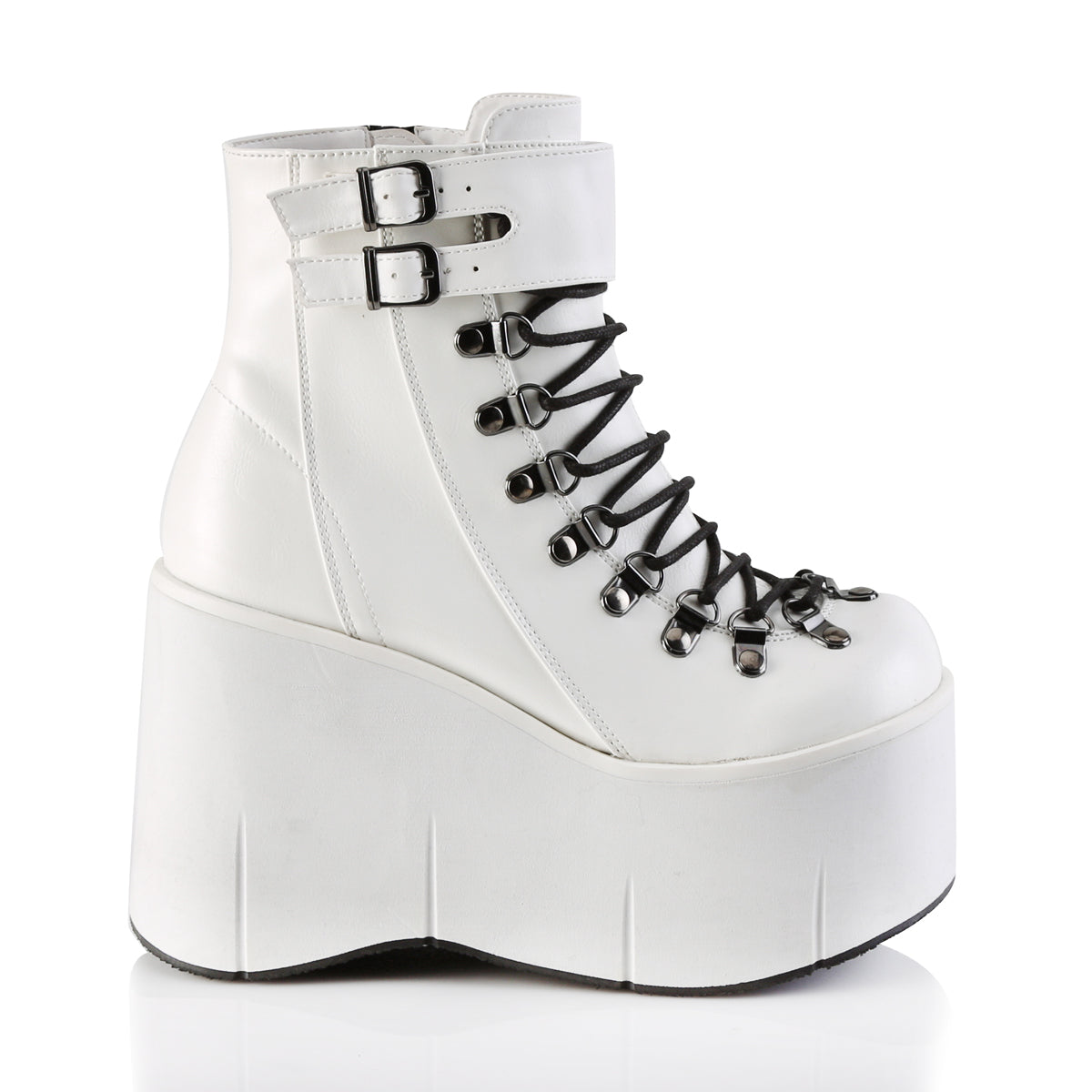 DemoniaCult Bottes de cheville des femmes KERA-21 Wht Vegan Leather