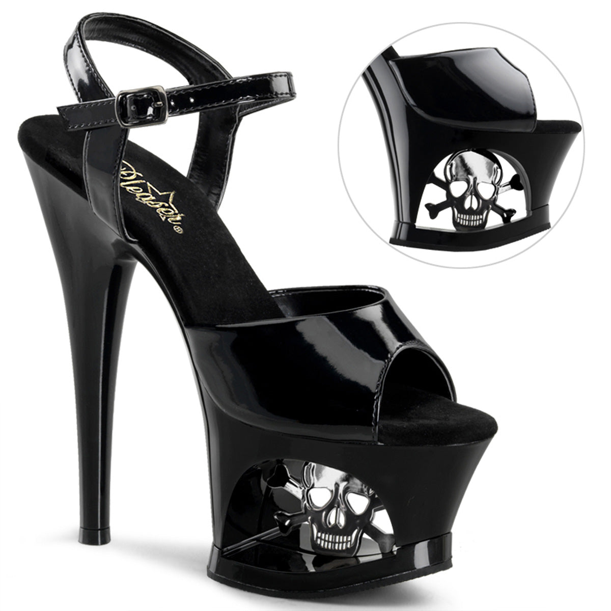 Pleaser Sandales pour femmes MOON-709sk blk / blk-étain