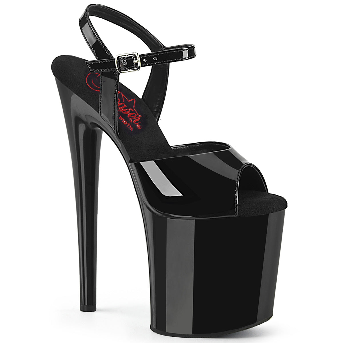 Pleaser  Sandals NAUGHTY-809 Blk Pat/Blk