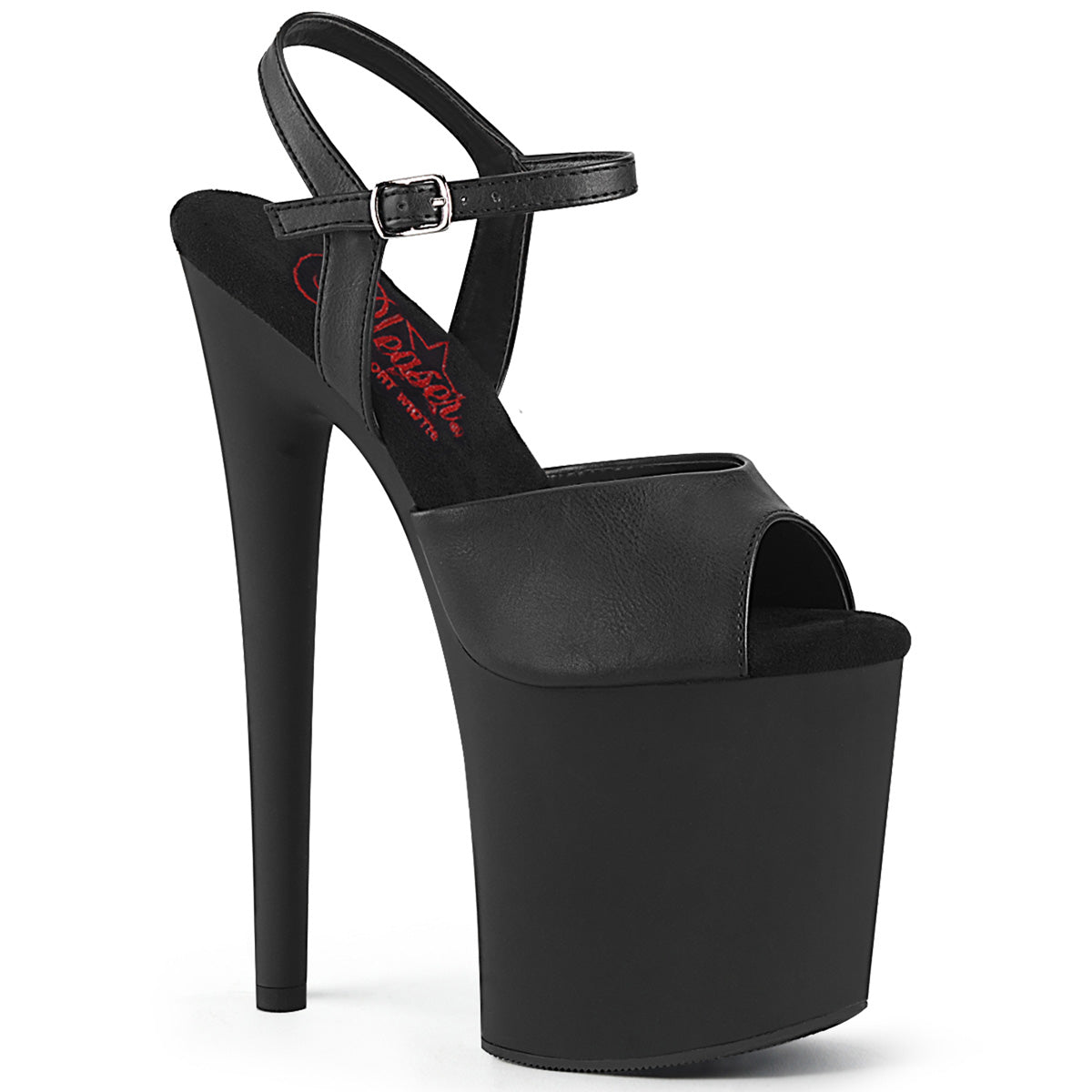 Pleaser   NAUGHTY-809 Blk Faux Leather/Blk Matte