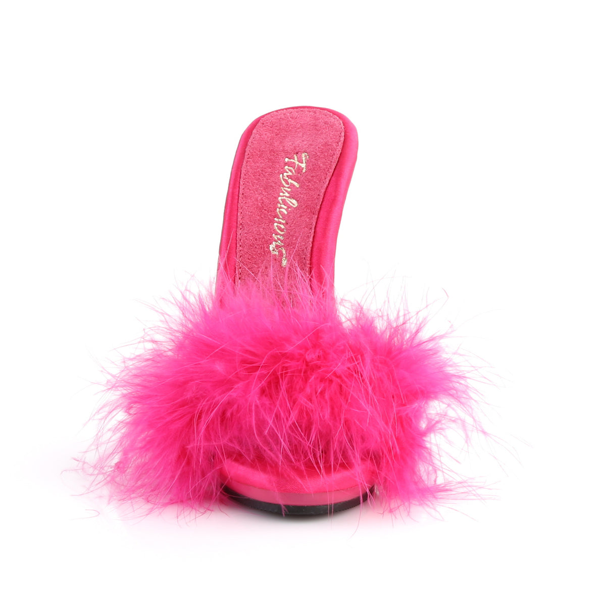 Fabulicious Sandales pour femmes POISE-501f H. Pink Satin-Marabou Fourrure / H. Rose