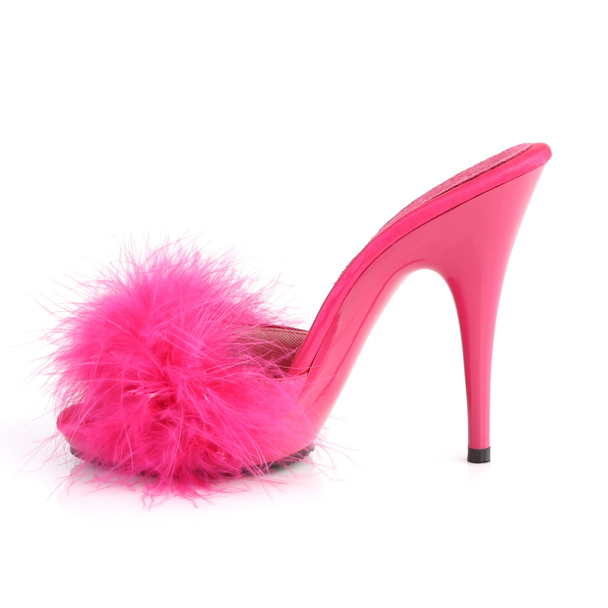 Fabulicious Sandales pour femmes POISE-501f H. Pink Satin-Marabou Fourrure / H. Rose