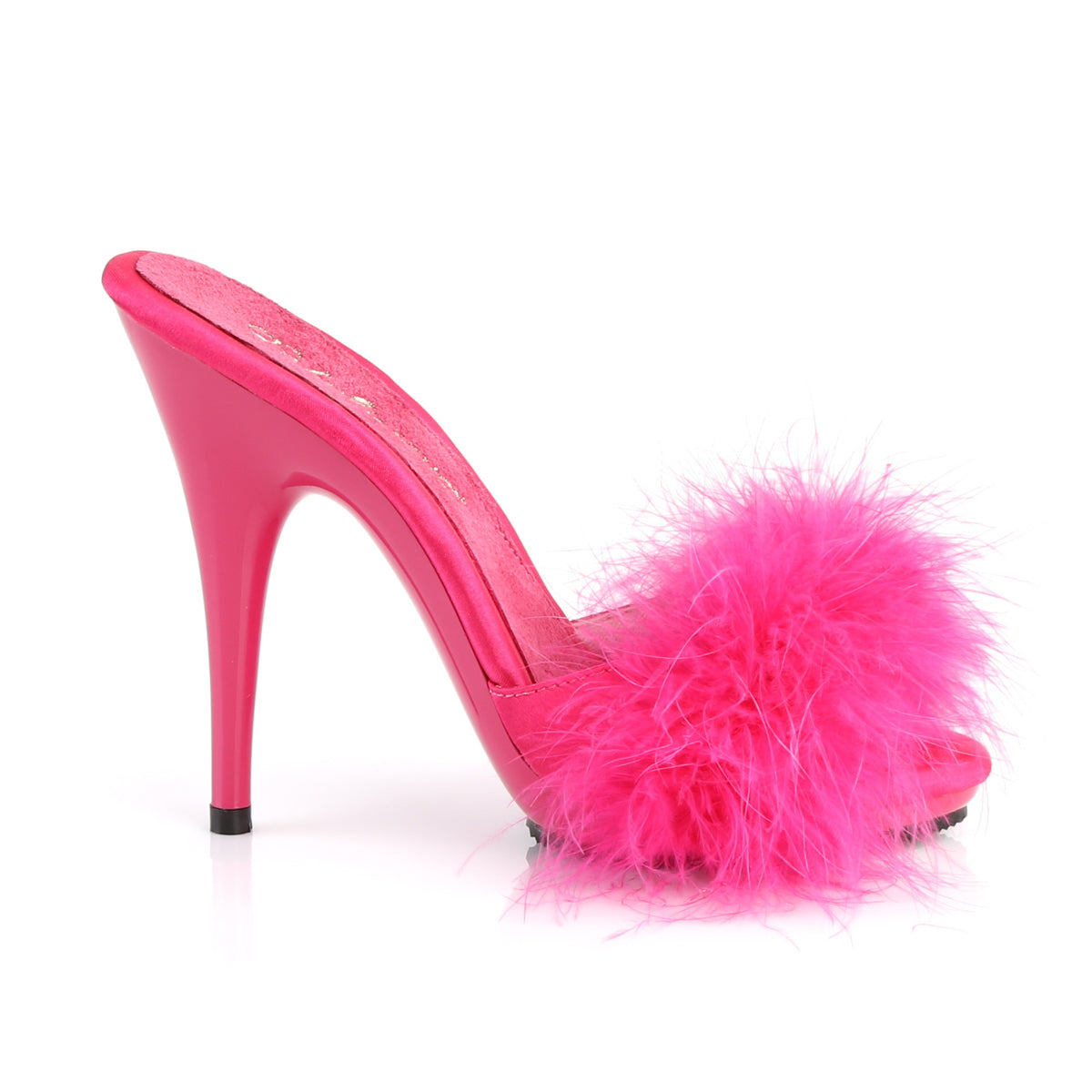 Fabulicious Sandales pour femmes POISE-501f H. Pink Satin-Marabou Fourrure / H. Rose