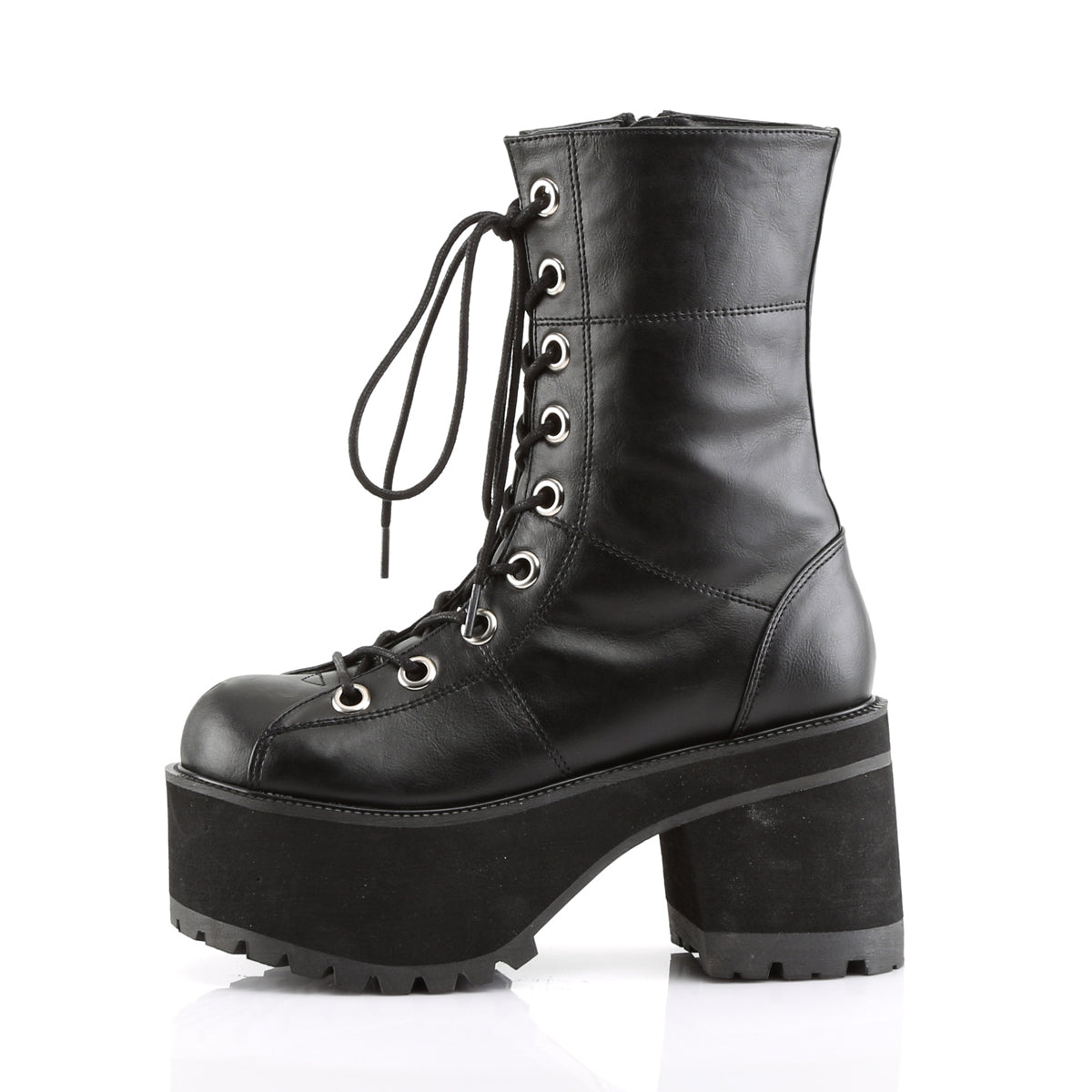 DemoniaCult Bottes de femmes RANGER-301 Cuir végétalien BLK