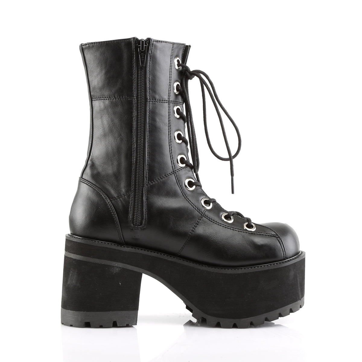 DemoniaCult Bottes de femmes RANGER-301 Cuir végétalien BLK