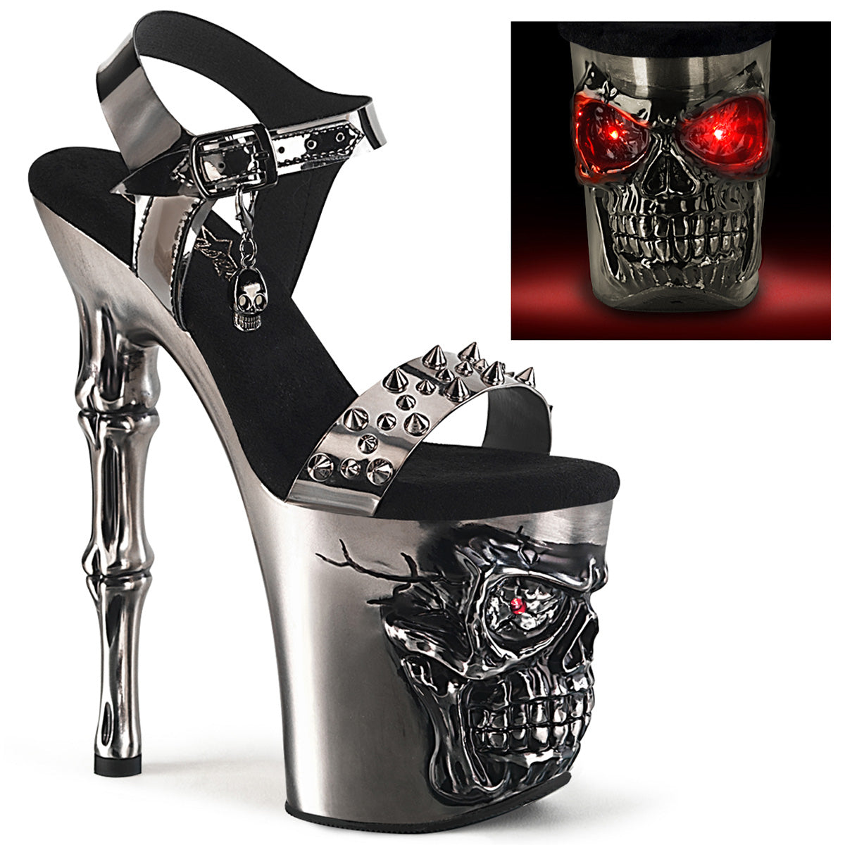 Pleaser  Sandals RAPTURE-812-LT Pewter TPU/Satin Pewter Chrome