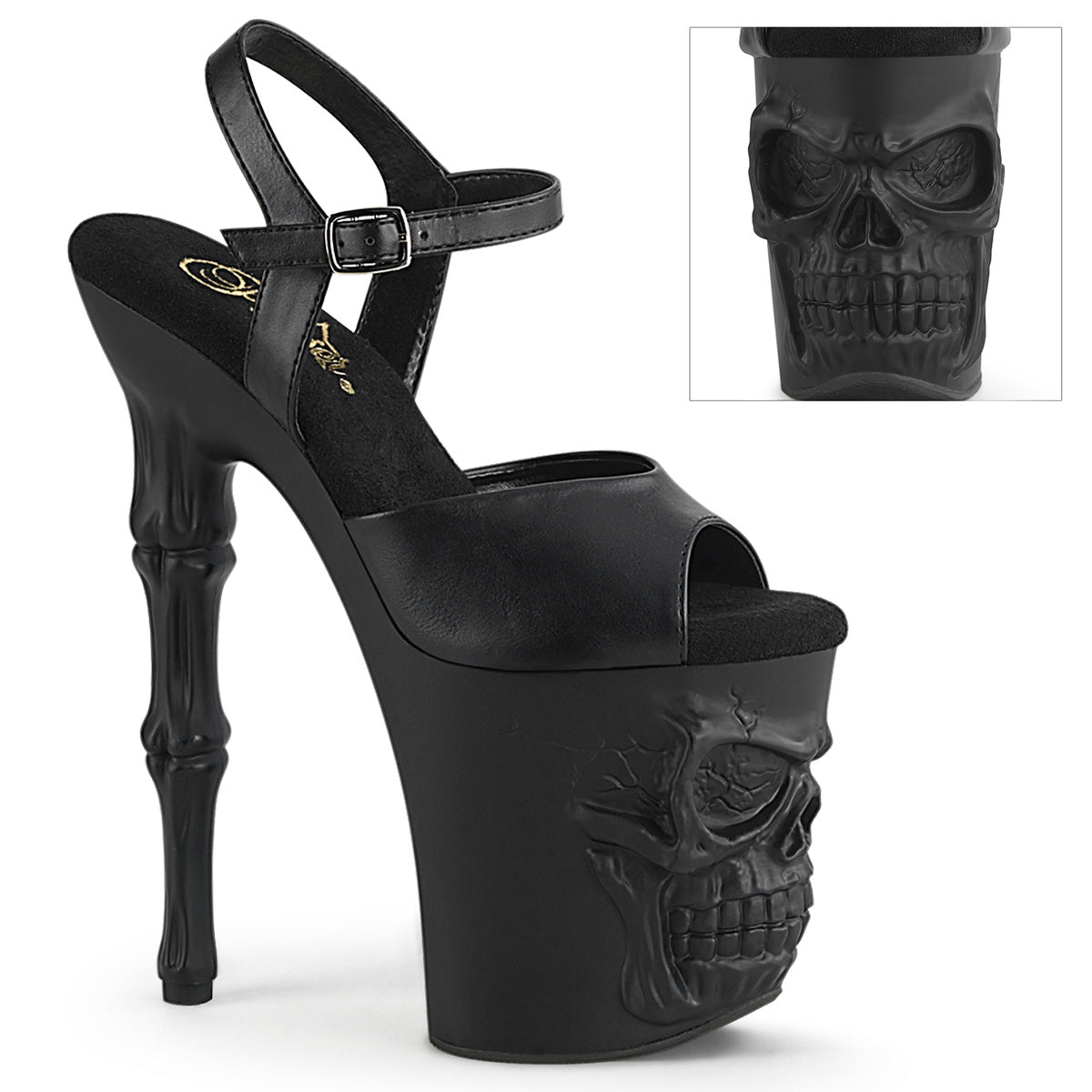 Pleaser  Des sandales RAPTURE-809 Blk Faux Cuir / Blk Matte