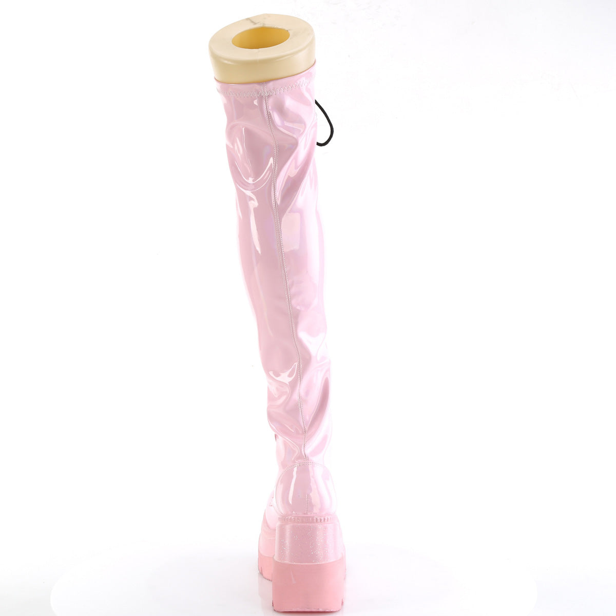 DemoniaCult Bottes de femmes SHAKER-374 B. brevet extensible de l'hologramme rose
