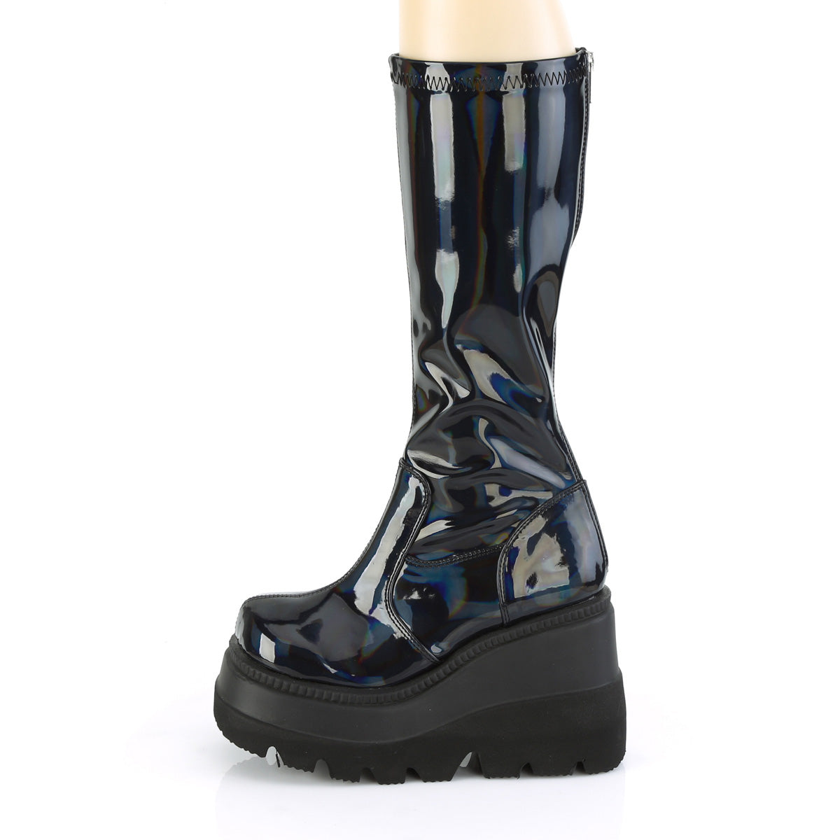 DemoniaCult Bottes de femmes SHAKER-65 stretch blk pat holo