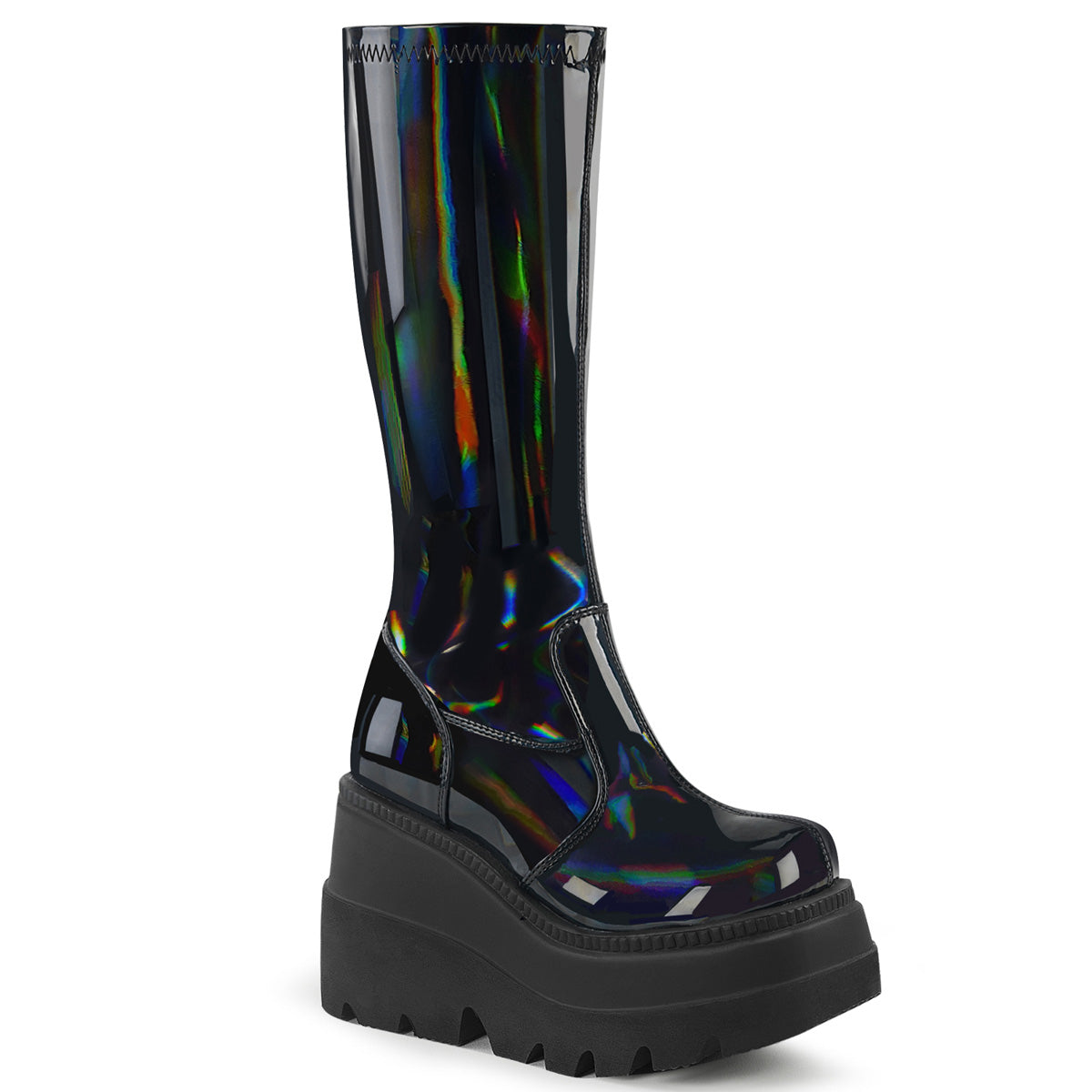 DemoniaCult Bottes de femmes SHAKER-65 stretch blk pat holo