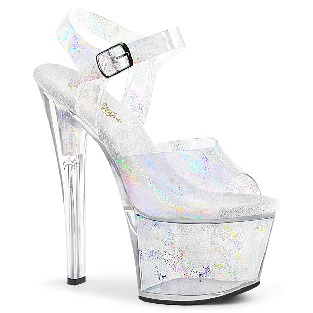 Pleaser Womens Sandals SKY-308N Slv Hologram TPU/Slv Hologram Inserts