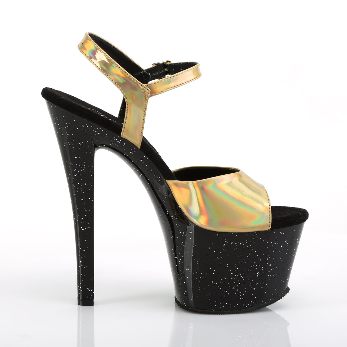 Pleaser Womens Sandals SKY-309HG Gold Hologram/Blk