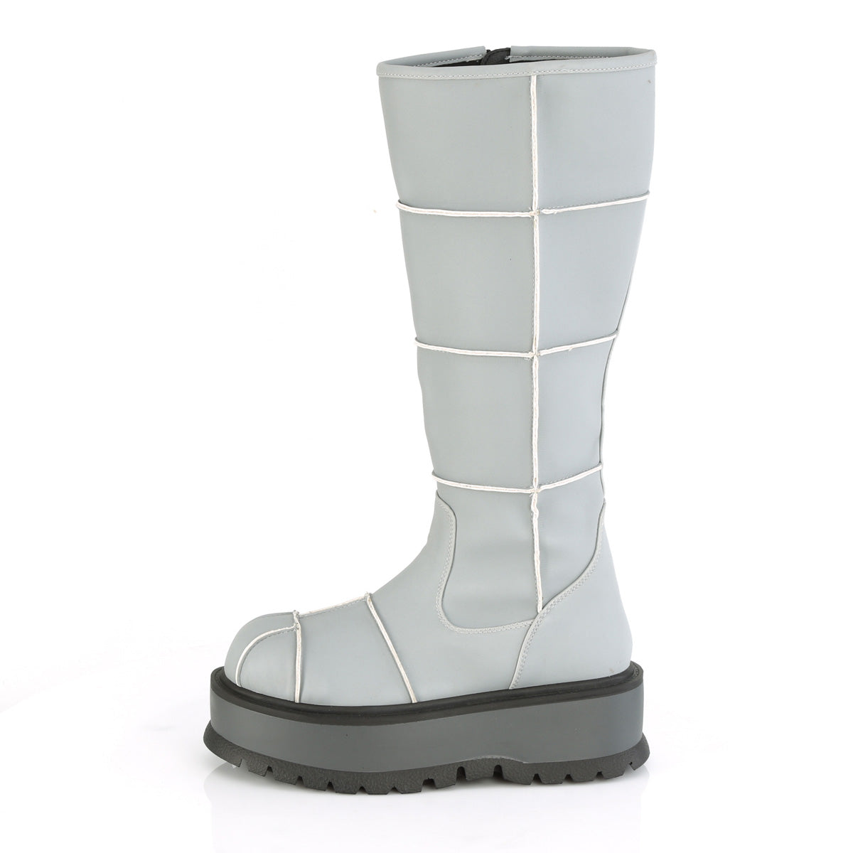 DemoniaCult Bottes de femmes SLACKER-230 cuir végétalien réfléchissant gris