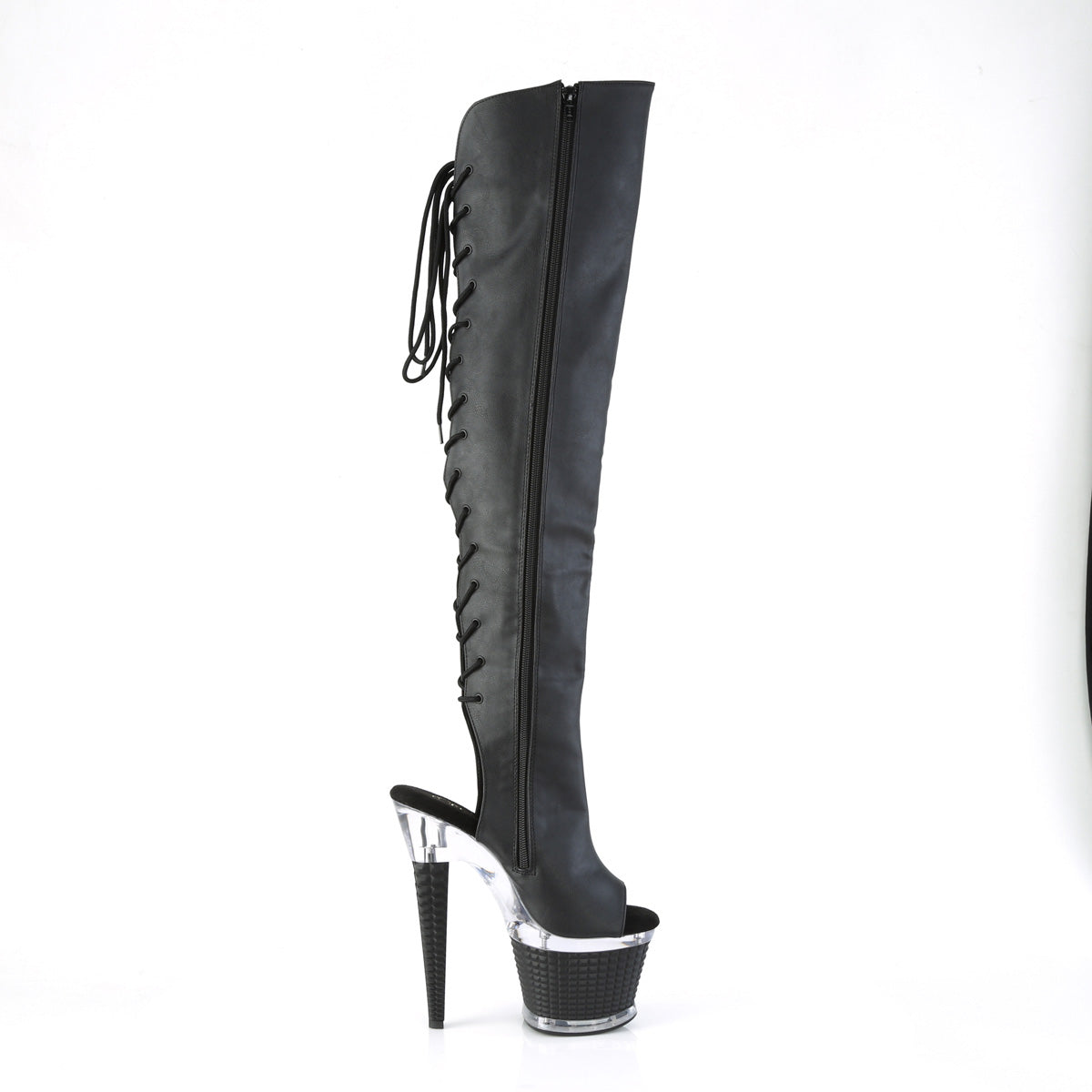 Pleaser  Boots SPECTATOR-3019 Blk Faux Leather/Clr-Blk Matte