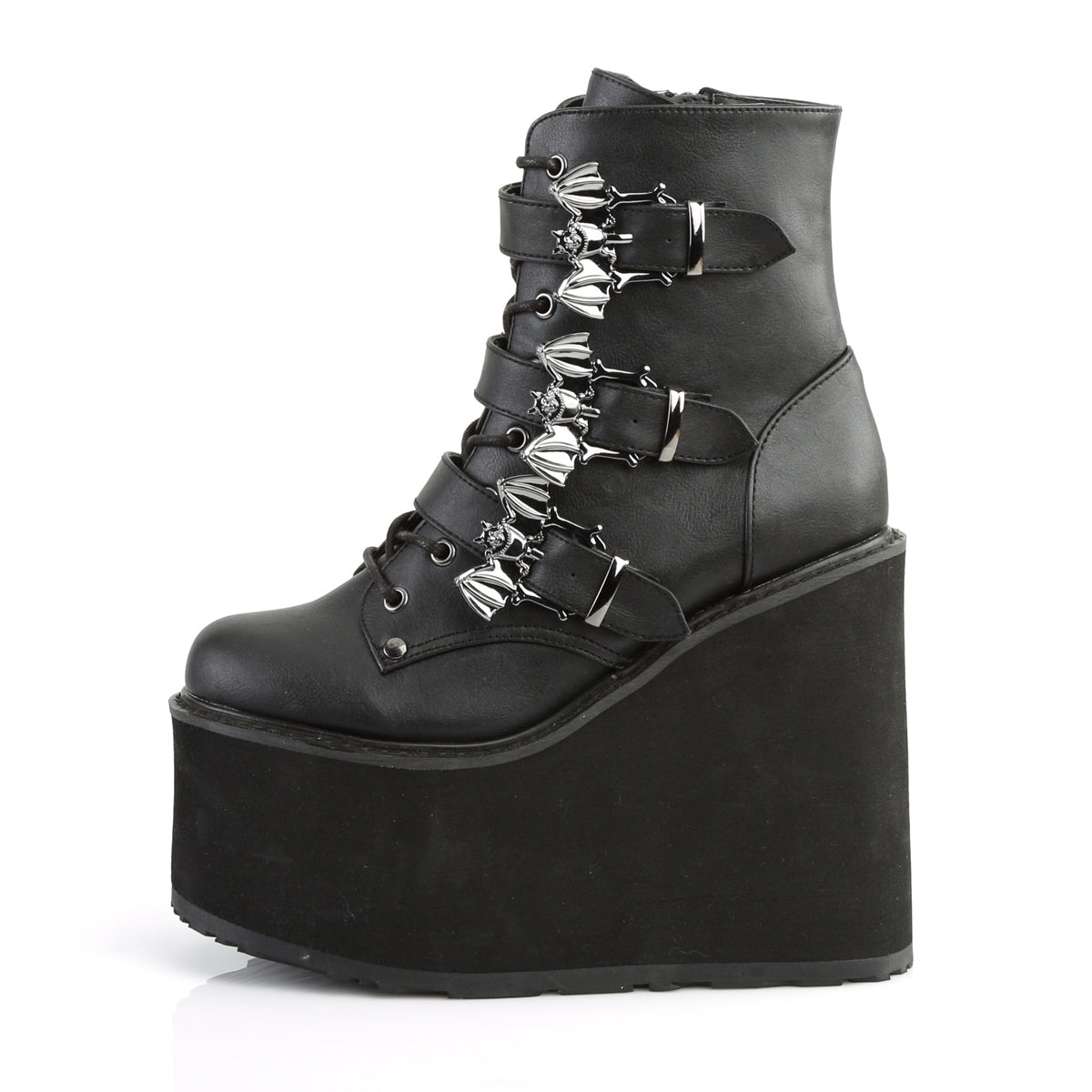 DemoniaCult Womens Ankle Boots SWING-103 Blk Vegan Leather